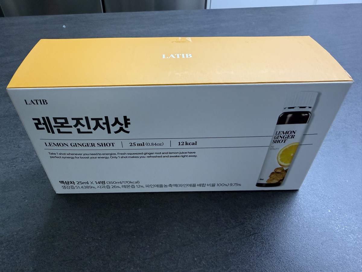 라티브 1도 워밍업 레몬진저샷 25ml 28개입 박스 패키지 전면